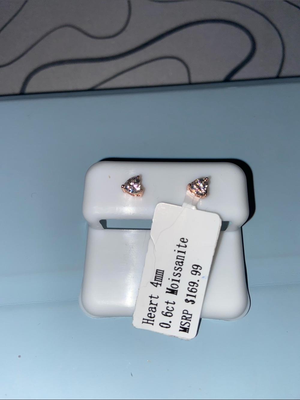 4mm Heart Moissanite Stud Earrings in Rose Gold
